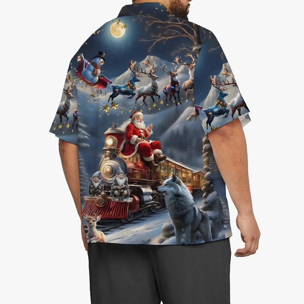 Vintage Christmas Elk Casual Short Sleeve Shirt 2411001817