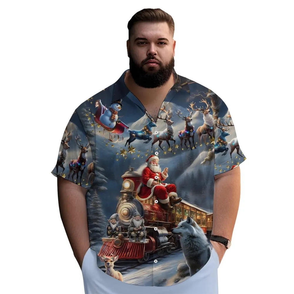 Vintage Christmas Elk Casual Short Sleeve Shirt 2411001817