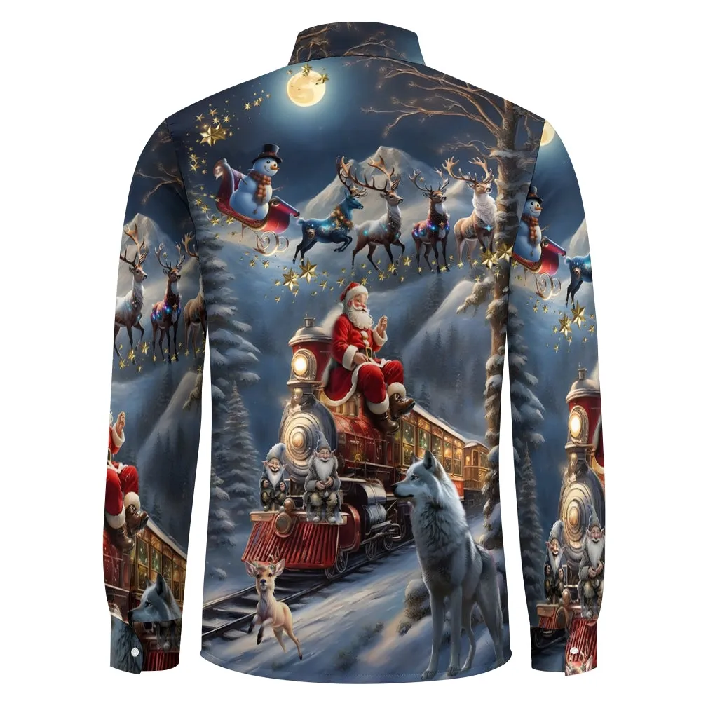 Vintage Christmas Elk Casual Short Sleeve Shirt 2411001817