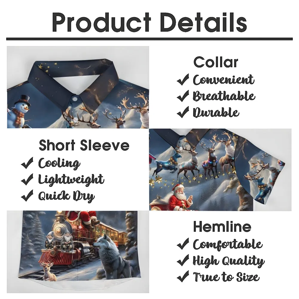 Vintage Christmas Elk Casual Short Sleeve Shirt 2411001817