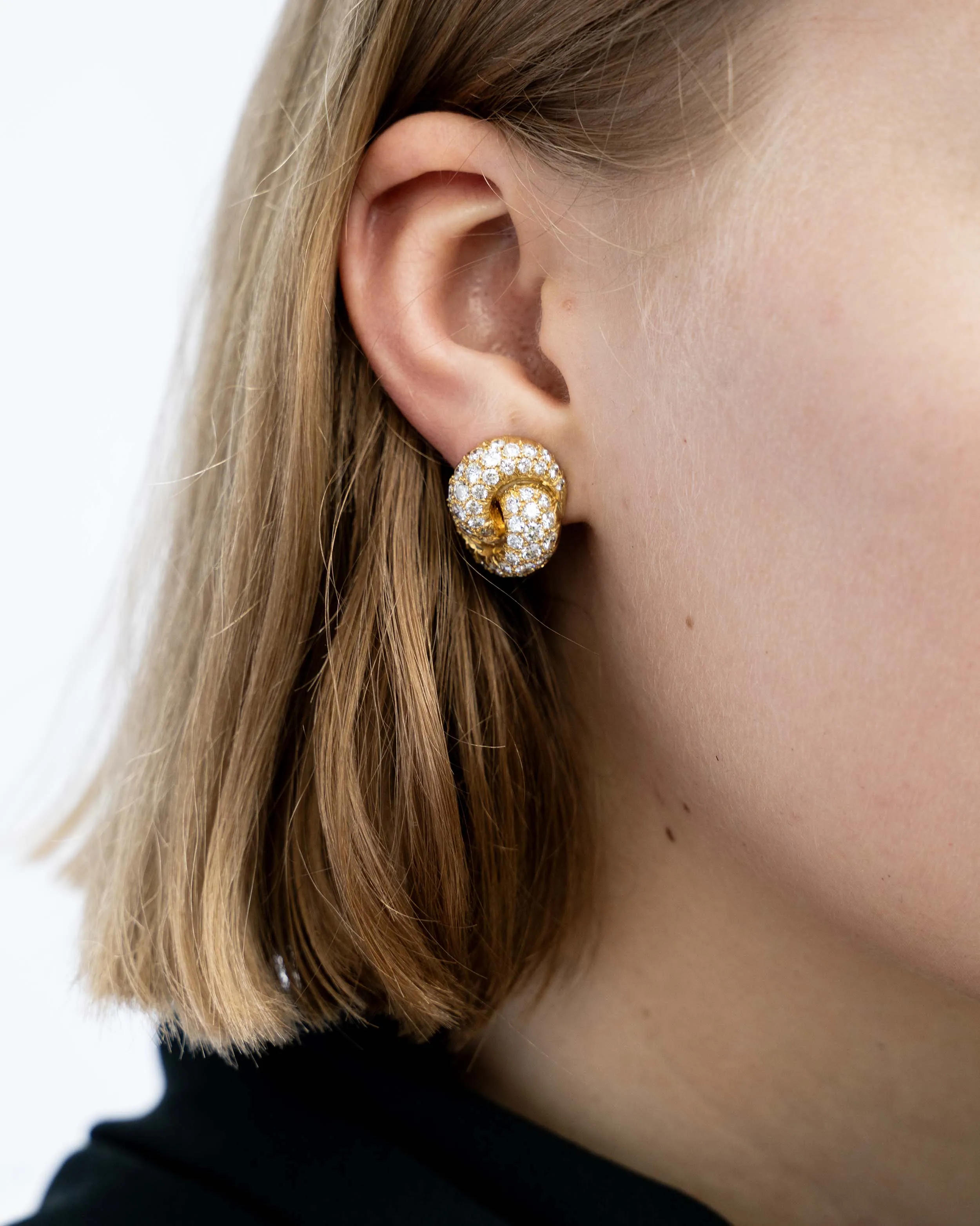 Vintage Pavé Diamond Knot Earrings
