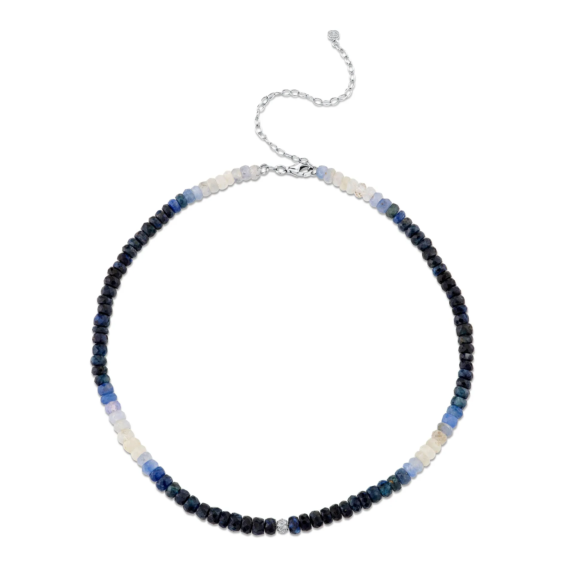 White Gold & Diamond Ball Sapphire Necklace