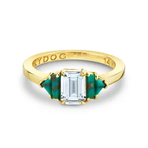 White Sapphire and Turquoise Ring