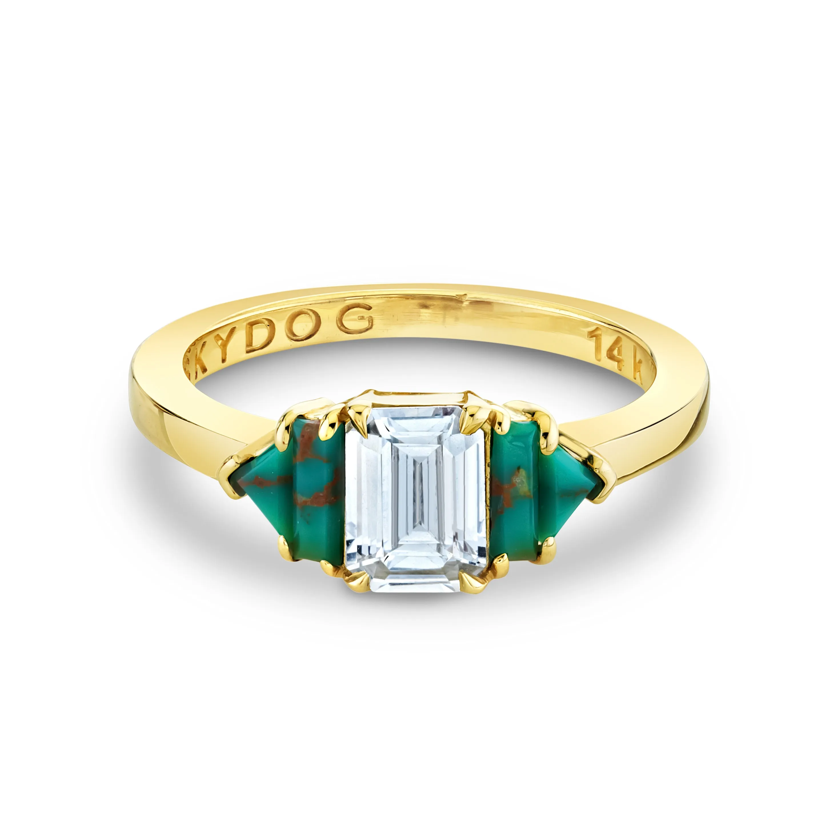 White Sapphire and Turquoise Ring