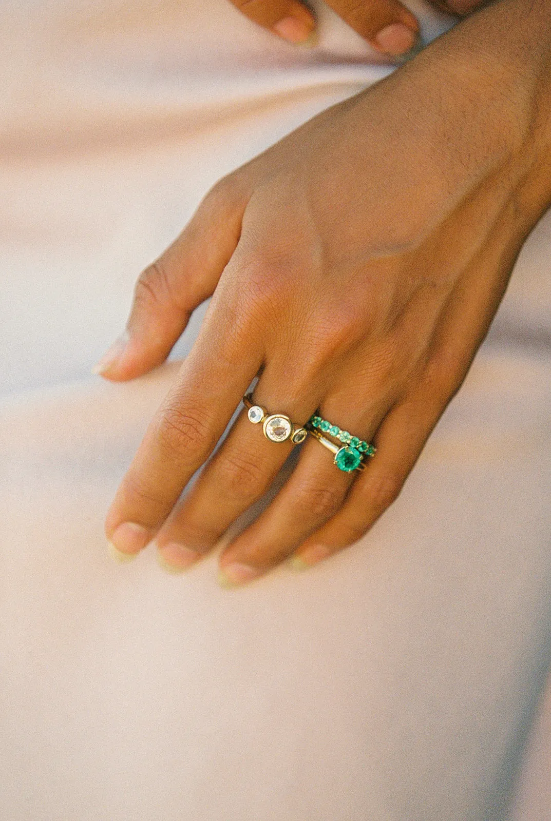 White Sapphire Triple Round Ring