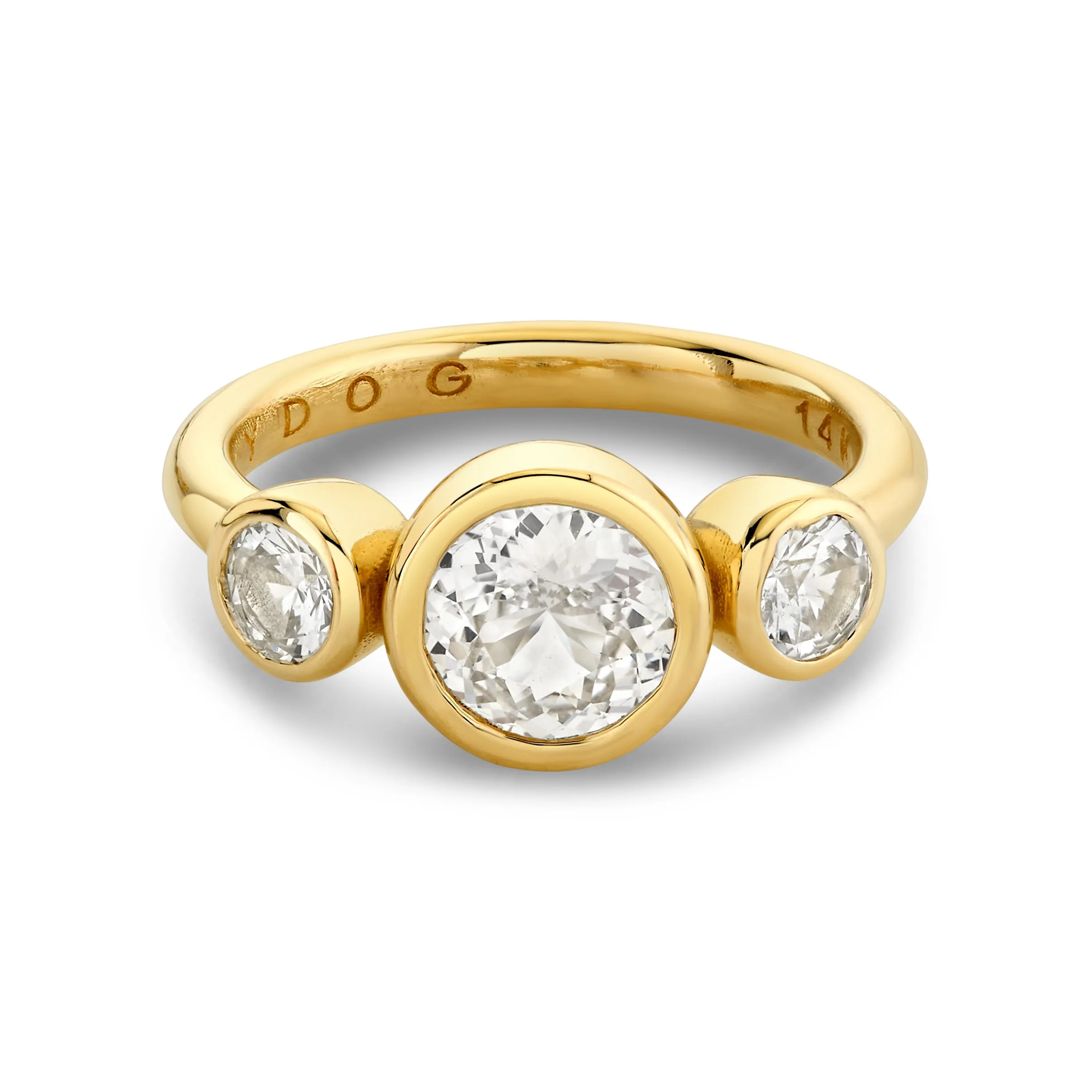 White Sapphire Triple Round Ring