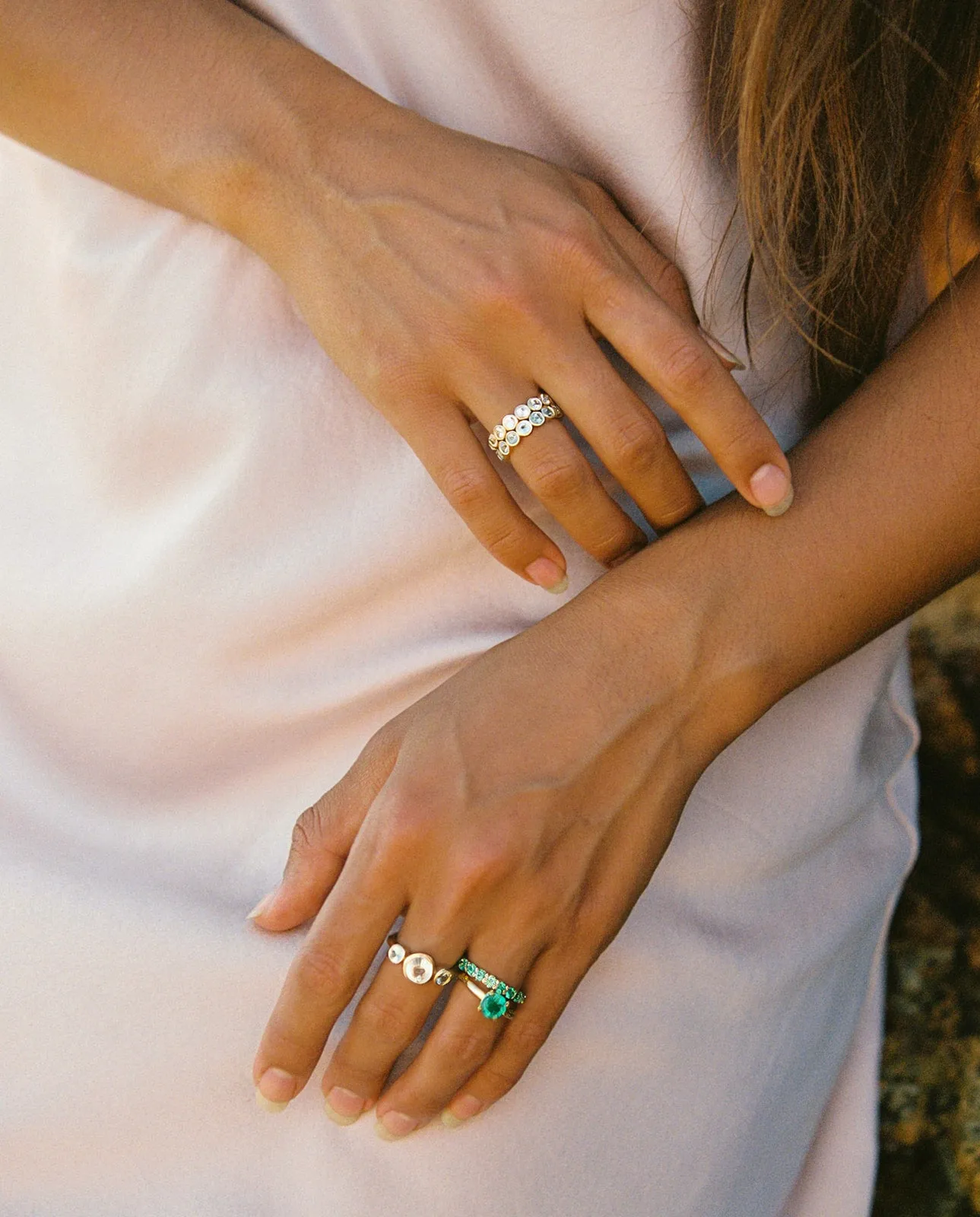 White Sapphire Triple Round Ring