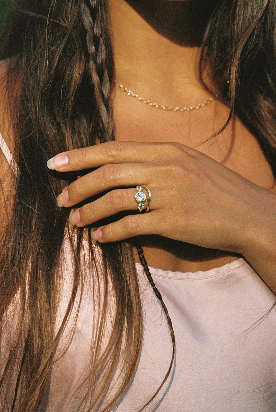 White Sapphire Triple Round Ring
