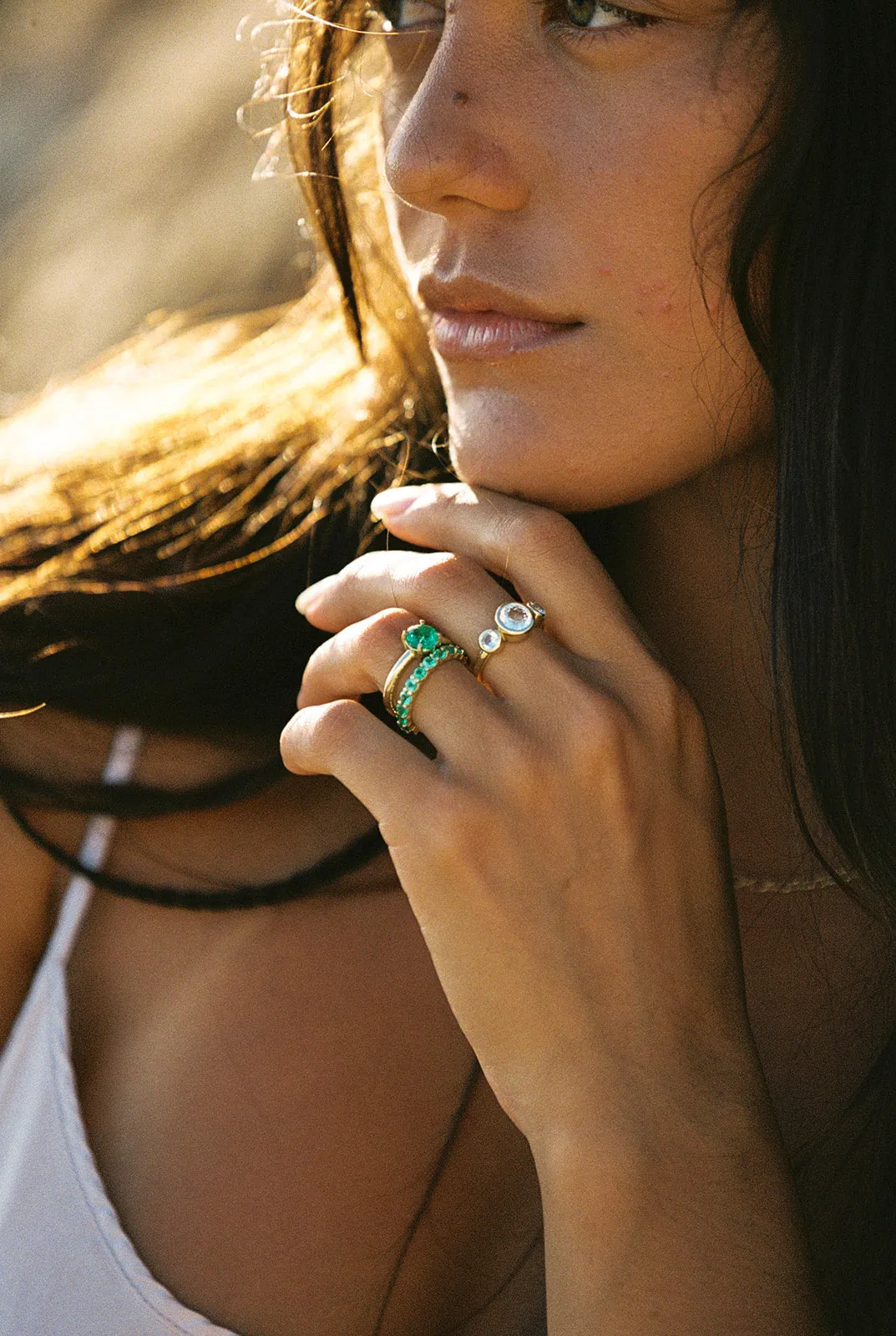 White Sapphire Triple Round Ring