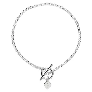 Womens silver heart T-bar personalised necklace